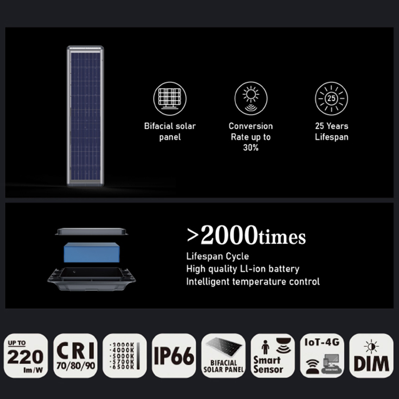 LECUSO New Best Quality Outdoor Waterproof 30w 60w 80w 100w 120w 150w Integrated All in One Led Solar Street Light