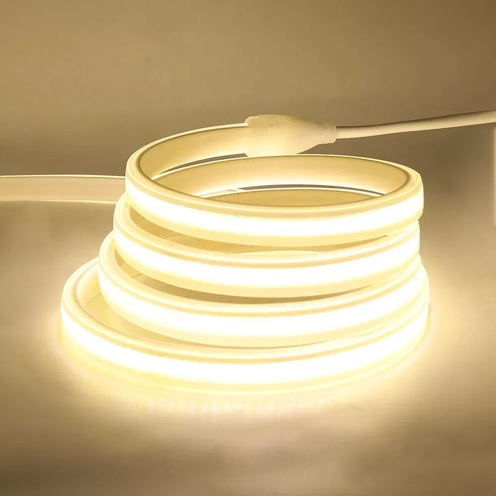 220V Outdoor 288LEDs/M LED COB Strip Light IP65 Waterproof High Flexible Safety LED-Light for Permanent Neon Decoration Light LED Ribbon Strip Light
