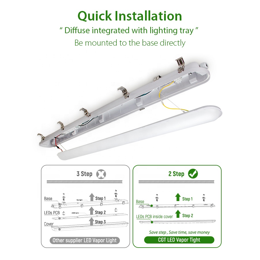 In Stock IP65 Waterproof 1200 1500 40W 50W Linear LED Tri-Proof Lighting Fixture Industrial Office Warehouse Use Garages Shops
