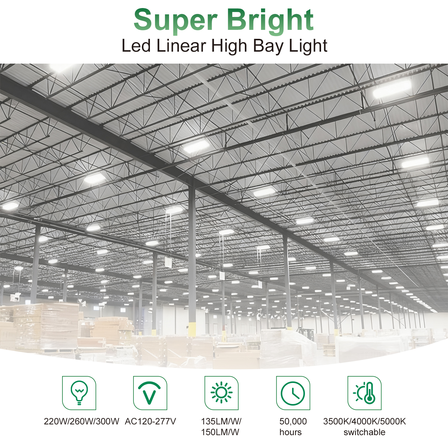 5 Year Warranty Linear High Bay LED Light 300W Led Linear Lights Fixture for Warehouses Aluminum Linear High Bay Lamp