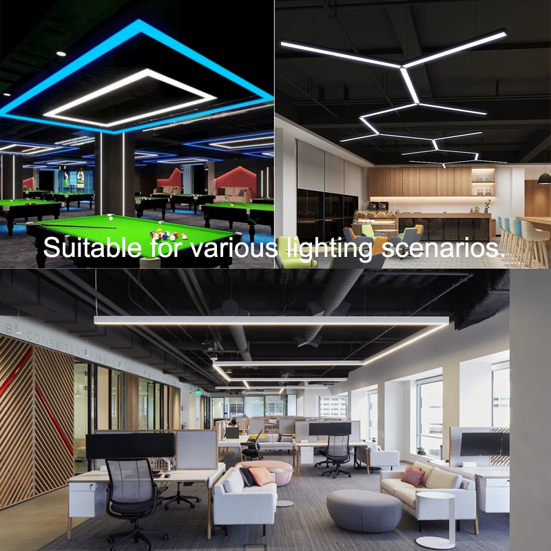 Custom Creative Chandelier Billiard Ambiance Seamless Connectable Industrial Modern Dimmable Office LED Linear Work Light