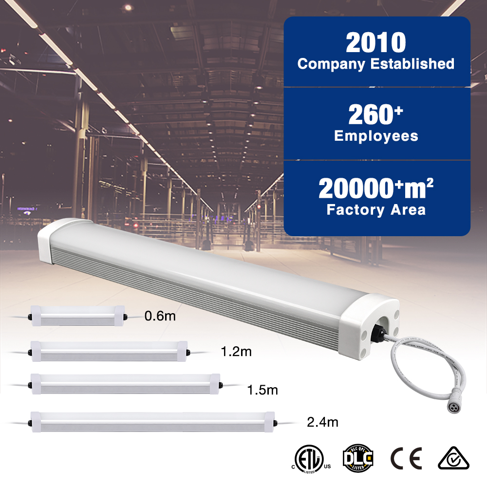 LONYUNG Tri-proof LED Lights ETL CE RCM 0.6-2.4m 4ft 8ft Aluminum Surface Mounted Linkable Triproof Light for Warehouses Factory