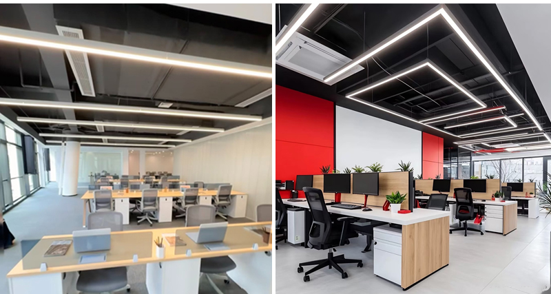 Custom Creative Chandelier Billiard Ambiance Seamless Connectable Industrial Modern Dimmable Office LED Linear Work Light