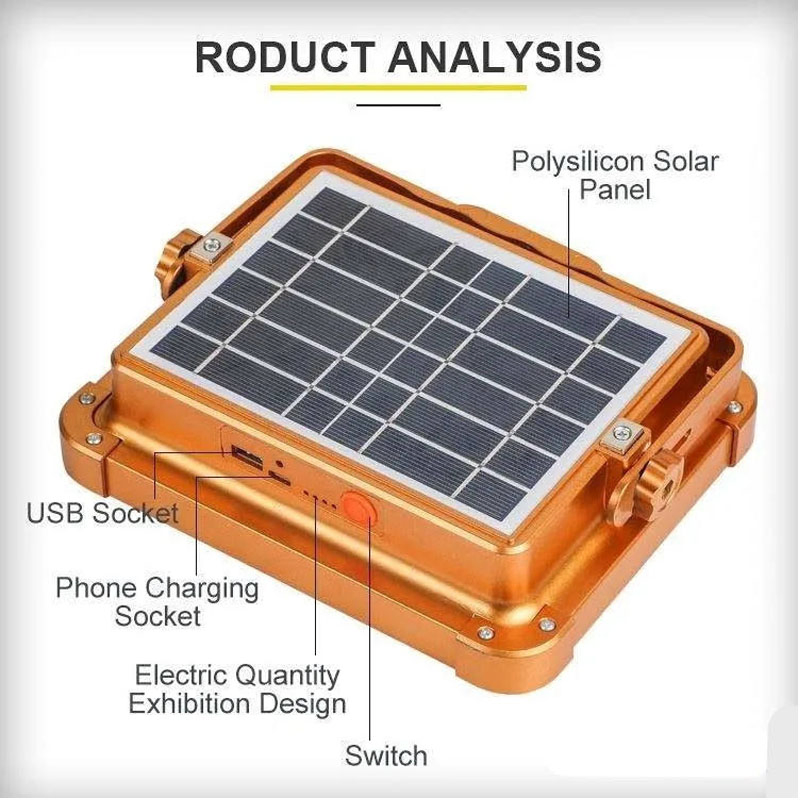 IP67 Portable Outdoor Wall Camping Charging Sun Power Solar Energy Garden Street Products Energy Handheld Strong Emergency Rechargeable Work Solar Flood Light