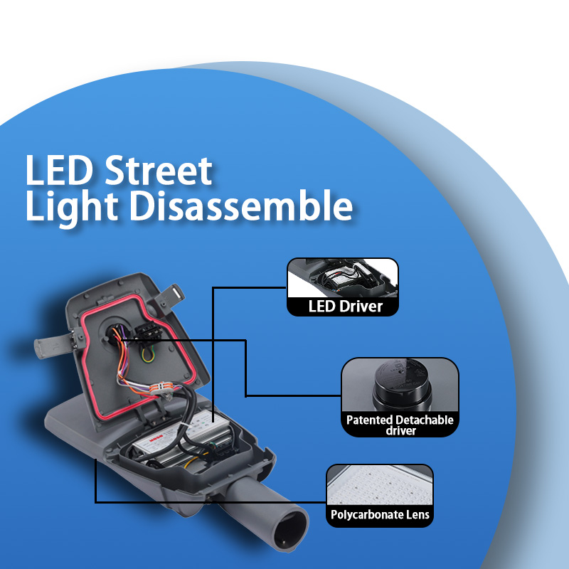 XINDECO LED Street Light IP66 Waterproof 100W ADC12 Aluminum 3030/5050 Chips High Lumen Outdoor Road Parking Lot Lamp XD-LD8411