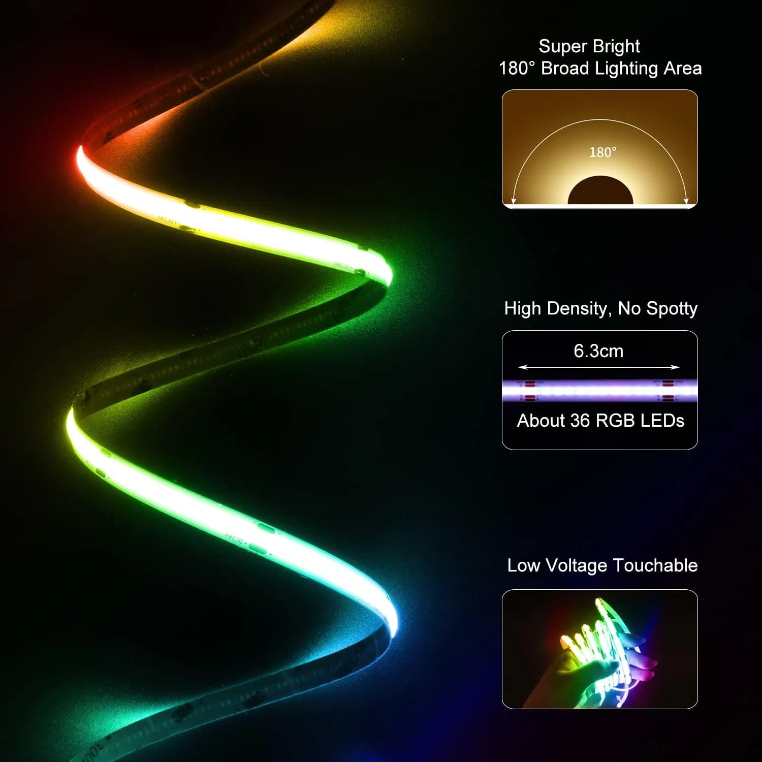 COB Smart IC Addressable Color Flexible Tape LED Strip Light