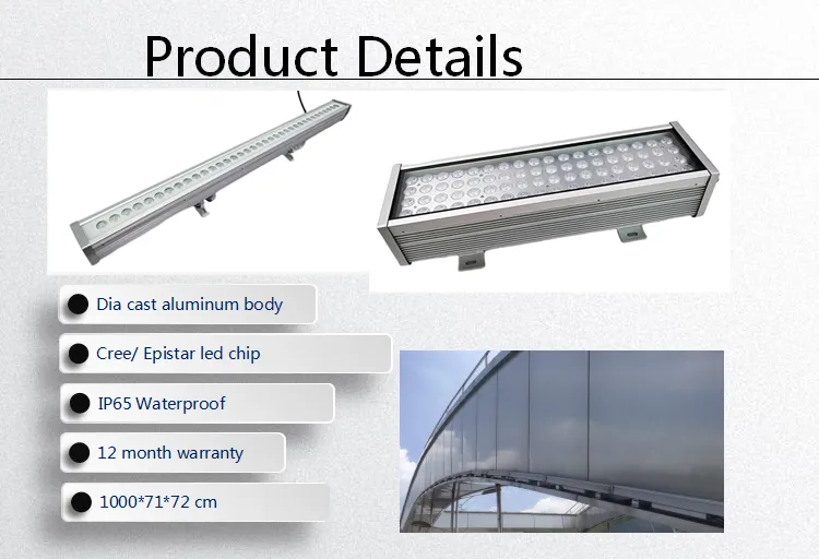 Outdoor Building Full RGB Color Linear 120V White LED Strip Light Wall Washer