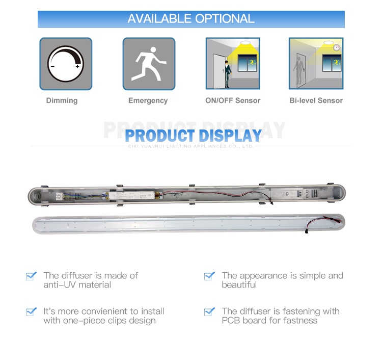 Industrial Linear Led Lighting Fixture Tri-proof Light Detail