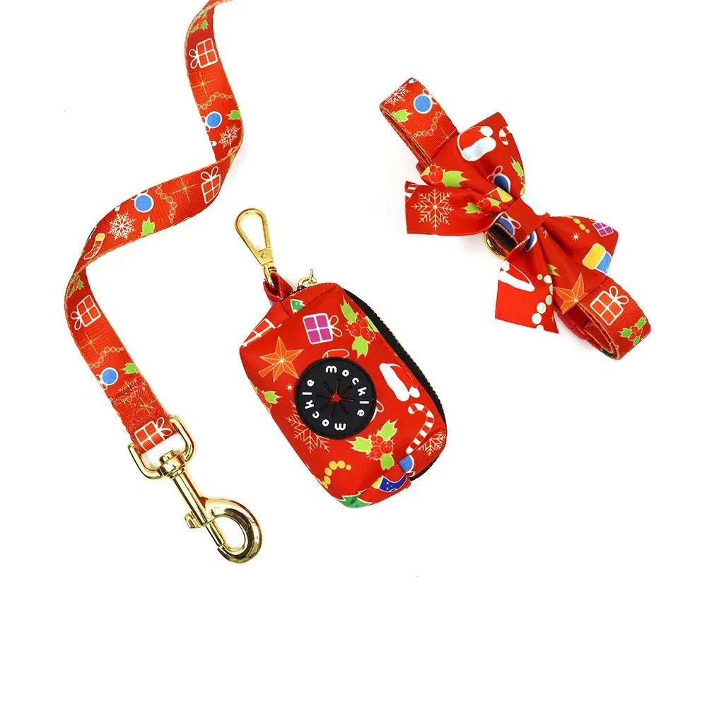 Conjunto de Coleira, Arnês e Guia de Malha de Nylon Ajustável para Bulldog Francês, Arnês Vestível Impresso Fofo para Filhotes e Gatos, Guia para Cães Pequenos e Médios