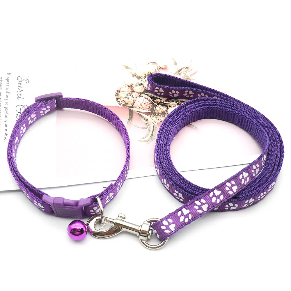 Coleira de cachorro com impressão de patas personalizada Hanyang e guia de gato com estampa de desenho animado