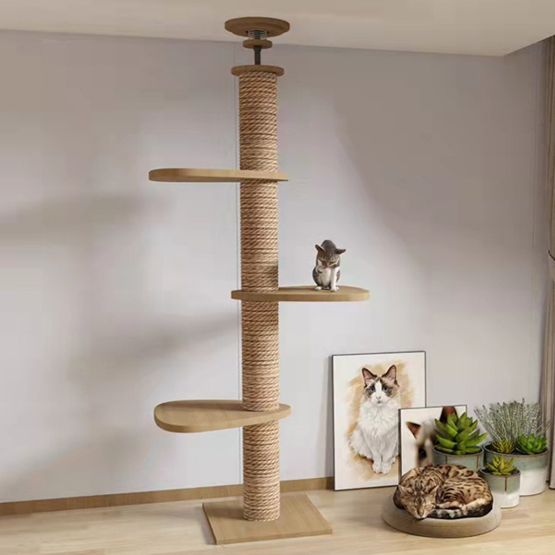 Brinquedo de Gato Árvore de Madeira Mobiliário Poste de Arranhar para Brincadeira de Gato