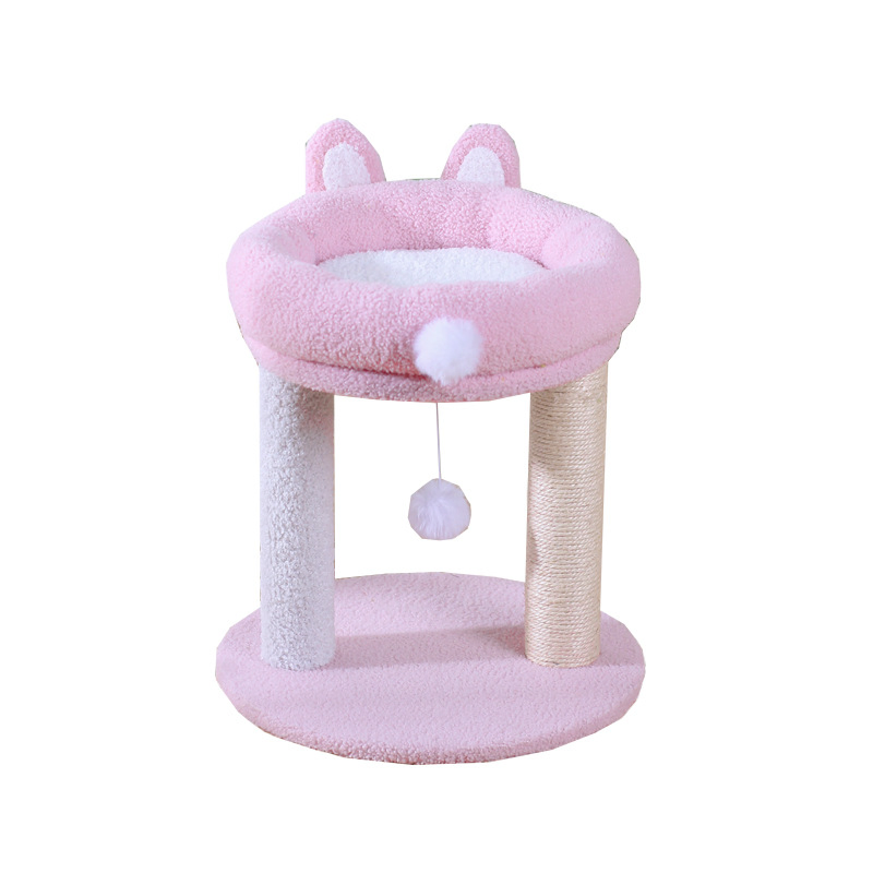 16 Poste de Arranhar para Gatos de Polegadas, Árvore de Gato de Múltiplos Níveis, Perch para Brincar e Descansar, Atividade com Bola Pendurada
