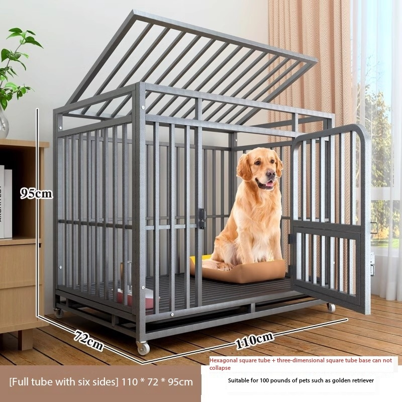 Gaiola para cães indestrutível de alta resistência, caixa de cachorro à prova de fuga com rodas traváveis