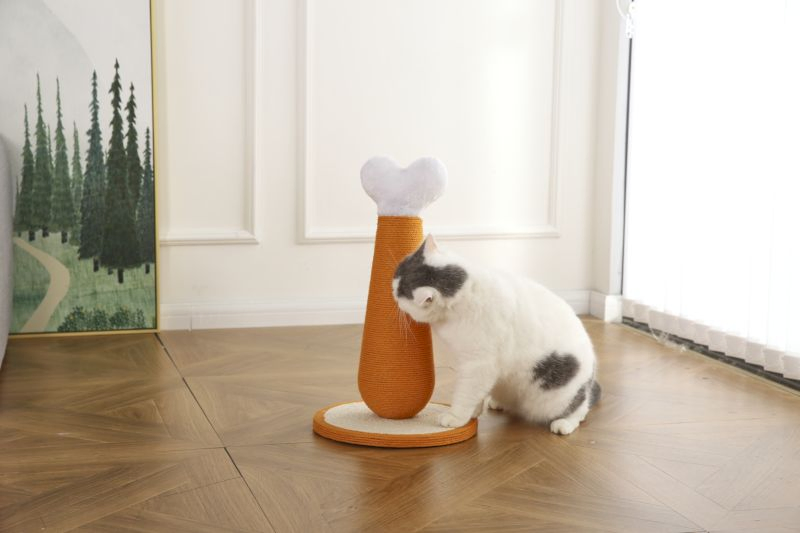 Poste de Arranhar para Gato em Forma de Perna de Frango com Corda de Juta Tingida Durável