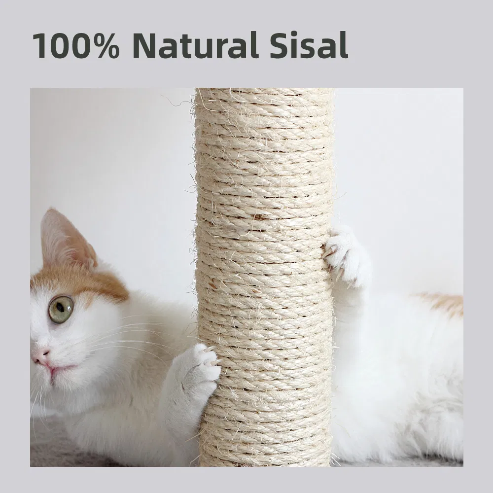 Poste de Arranhar de Sisal de Madeira Durável para Gatos, Poste de Arranhar de Sisal para Gatos de Interior