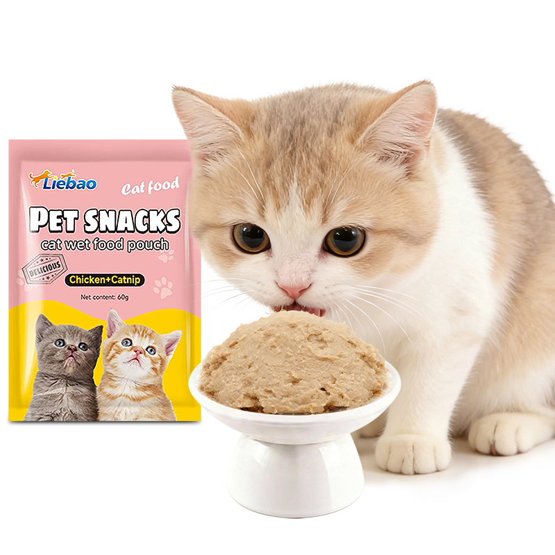 Alimento úmido para gatos em sachê, petisco de alta proteína, venda por atacado