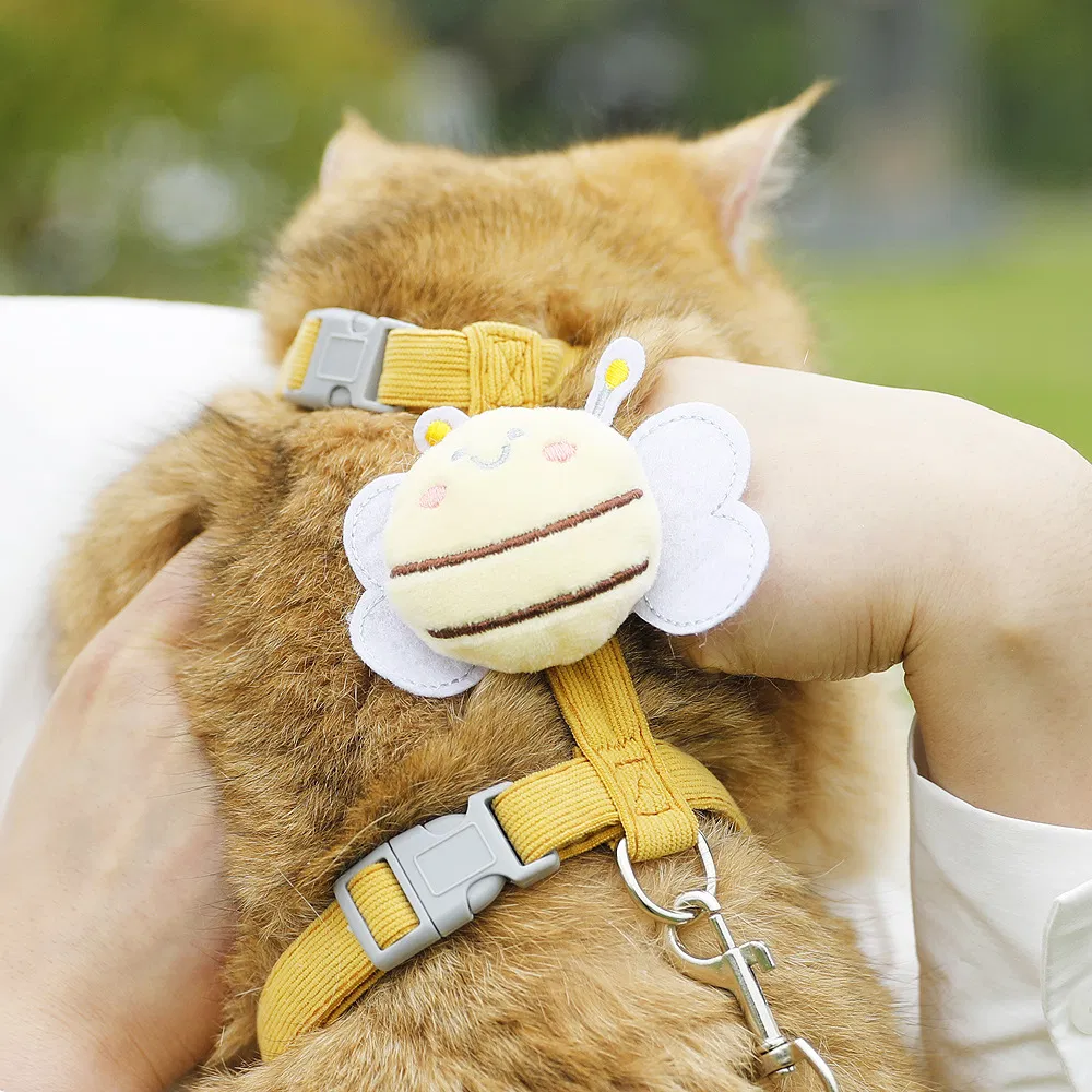 Fornecimento de Fábrica da China Coleira Ajustável de Alta Qualidade para Gato, Guia para Caminhada ao Ar Livre, Produtos para Gato, Acessórios para Animais de Estimação, Arnês para Gato, Coleira e Guia para Gato