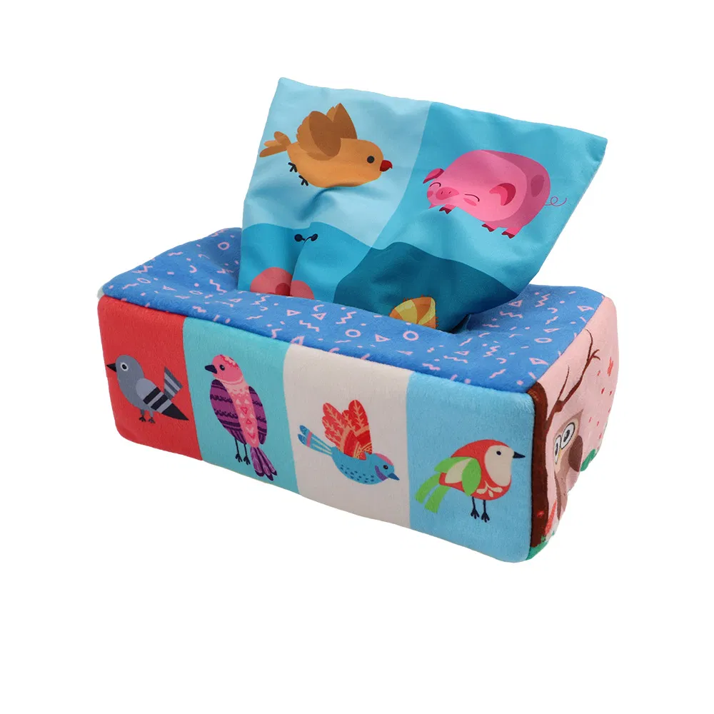 Caixa de Lenços de Brinquedo Pássaro Encantador e Bebê Inseto para Aprendizado Precoce Inspirado na Natureza