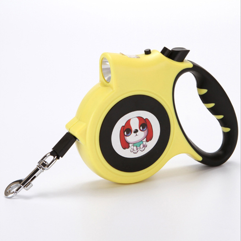 5m Corda de Tração Automática Retrátil para Caminhada com Luz para Cães e Gatos Acessórios para Cães Coleira de Cão com LED