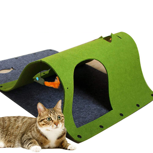 Kit de Túnel para Gato em Feltro, Tubo de Gato, Labirinto Dobrável, Tapete para Gatinhos, Brinquedo para Coelho, Combinação de Mini Casa para Gato, Acessórios para Animais de Estimação