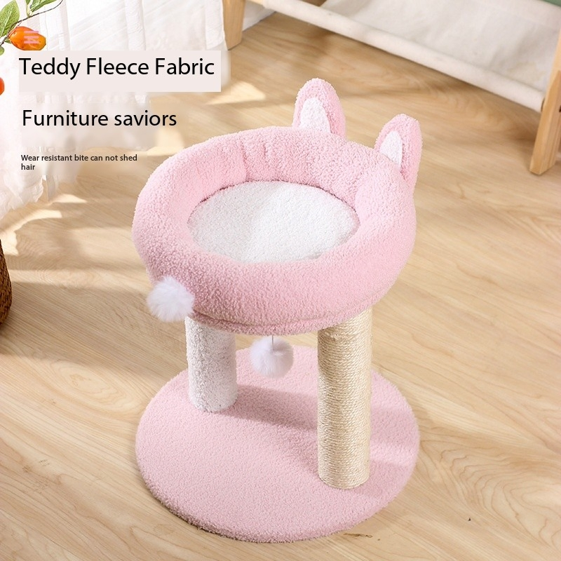 16 Poste de Arranhar para Gatos de Polegadas, Árvore de Gato de Múltiplos Níveis, Perch para Brincar e Descansar, Atividade com Bola Pendurada