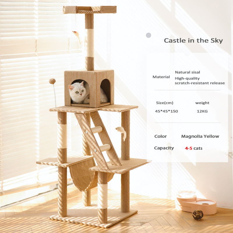 Cat Climbing Frame Litter Tree Scratching Post Multi-Layer Pillar