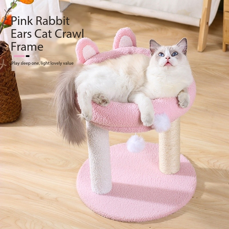 16 Poste de Arranhar para Gatos de Polegadas, Árvore de Gato de Múltiplos Níveis, Perch para Brincar e Descansar, Atividade com Bola Pendurada