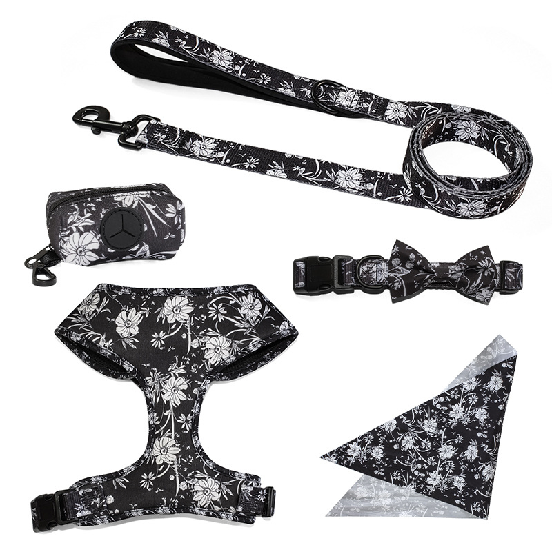 Conjunto de Coleira e Guia para Cães com Design de Luxo Reversível sem Puxar, Personalizado, Ajustável para Cães e Gatos