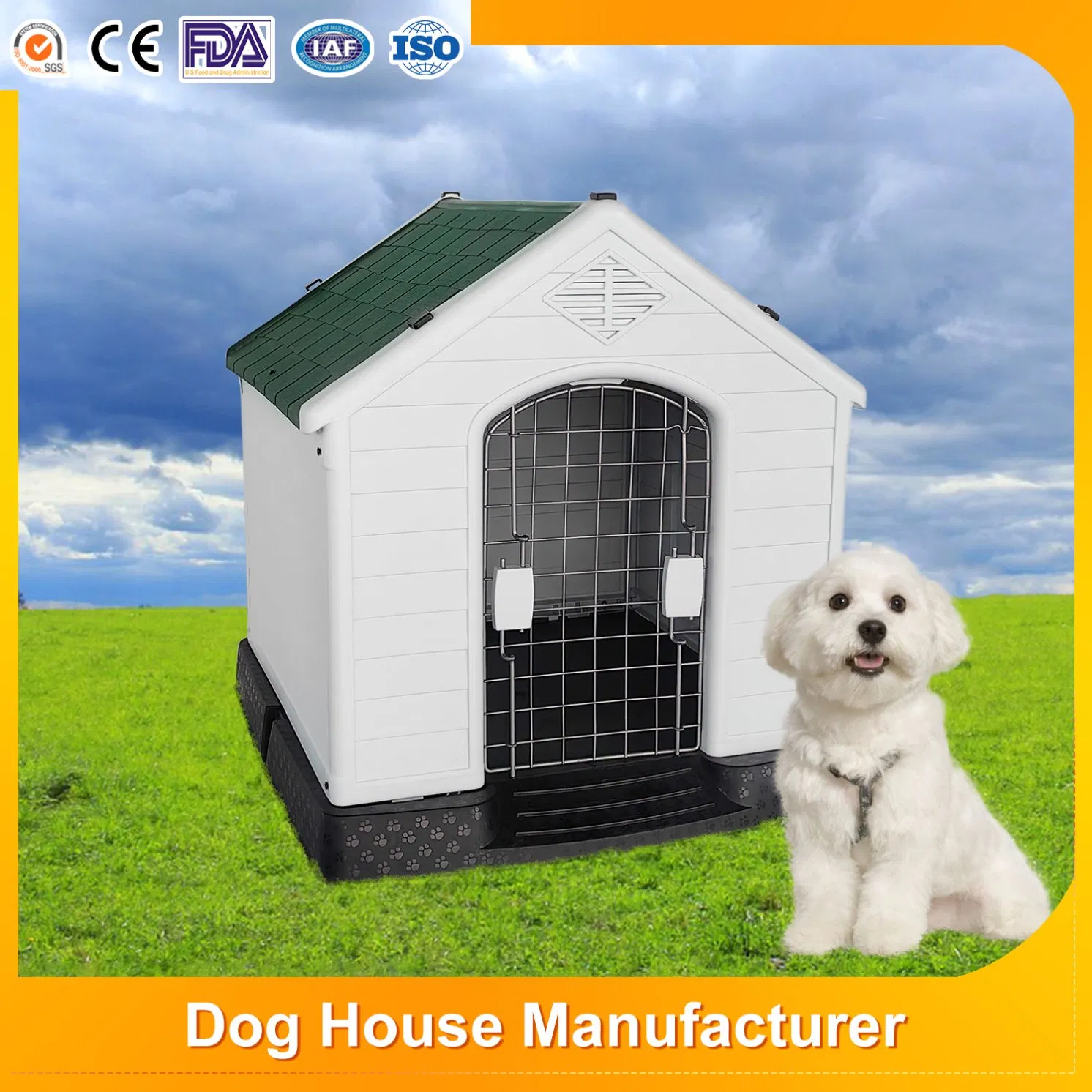 Gaiola para cães de luxo removível, não tóxica, grande, destacável, à prova d'água, para uso interno e externo, casa de plástico durável para gatos, canil sólido para venda