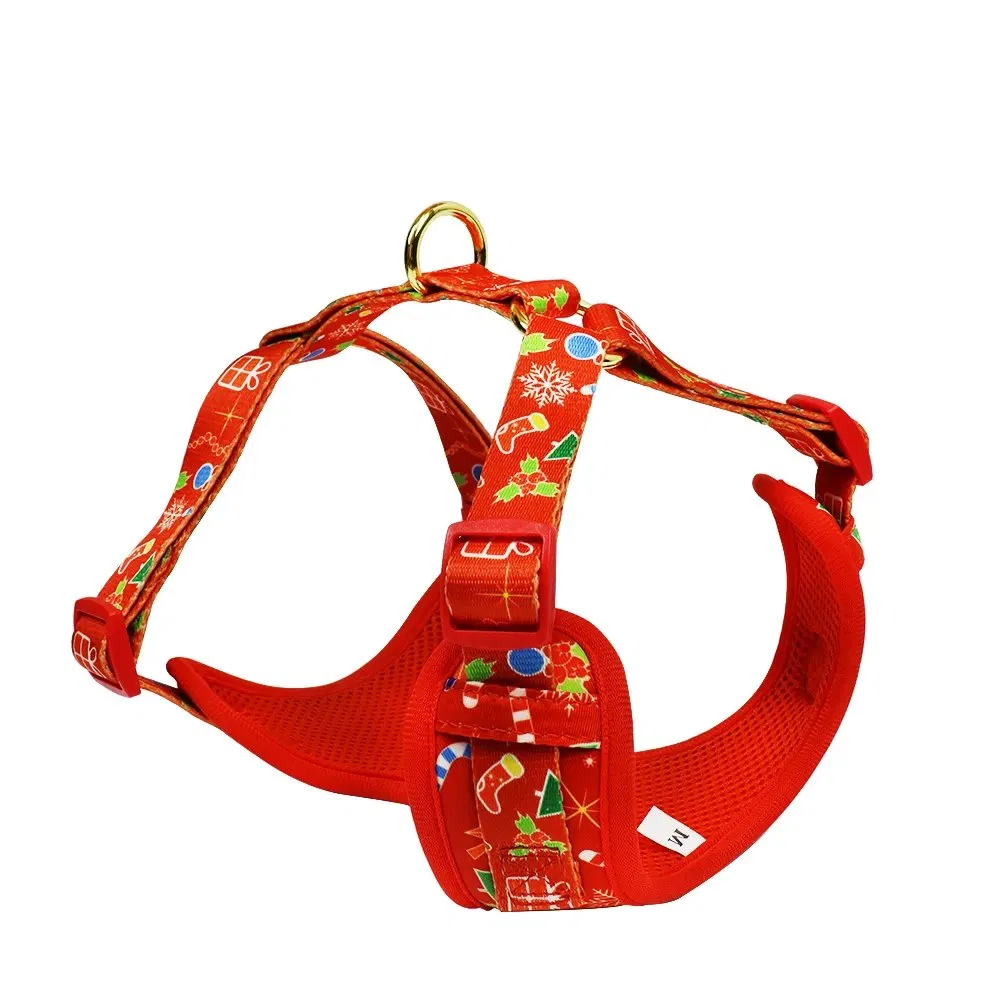 Conjunto de Coleira, Arnês e Guia de Malha de Nylon Ajustável para Bulldog Francês, Arnês Vestível Impresso Fofo para Filhotes e Gatos, Guia para Cães Pequenos e Médios