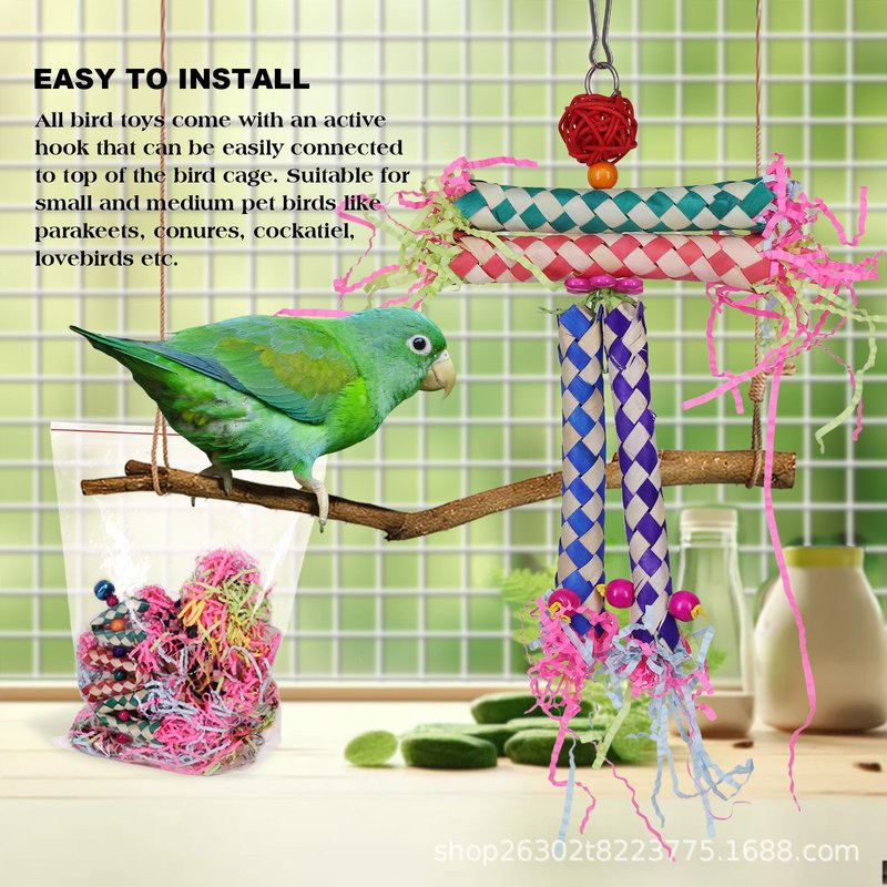 Conjunto de Brinquedos Coloridos de Destruição e Forrageamento para Aves Pequenas e Médias