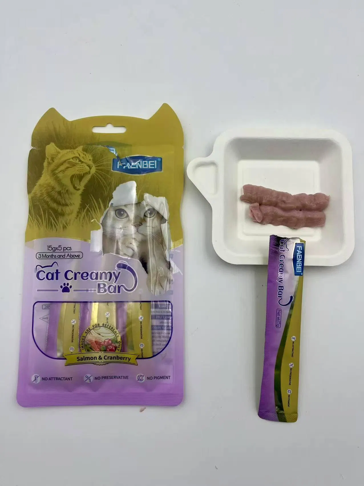 Novos Chegados Atacado Alta Palatabilidade Ração Úmida para Gatos Guloseima Cremosa 15g