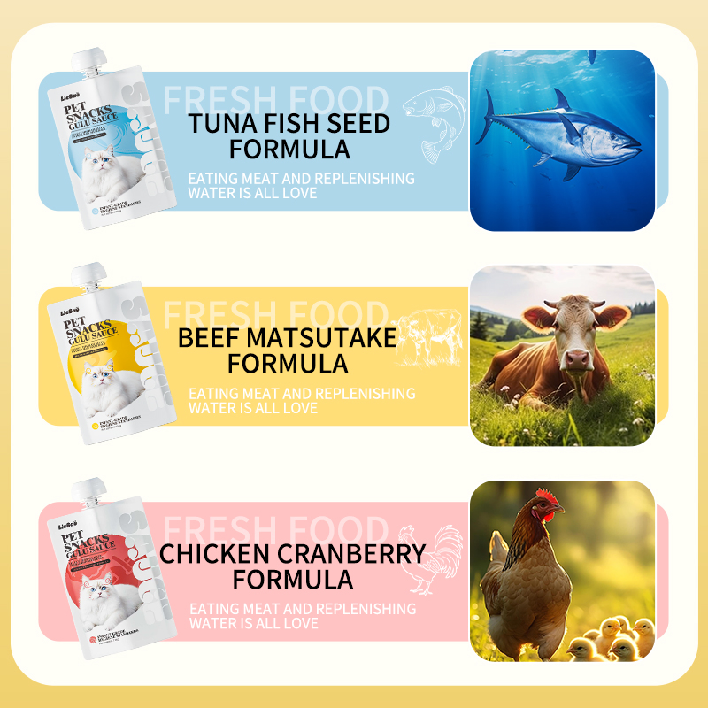 Petiscos de Proteína Natural para Cães, Alimento em Pouch para Animais de Estimação, Petisco Úmido para Gatos
