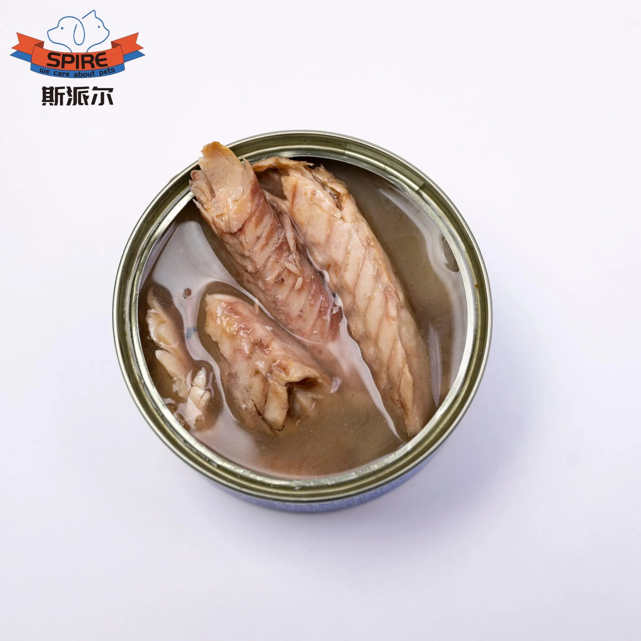 Fabricante de Ração para Animais de Estimação da China Etiqueta OEM Sabor Caldo de Cavala Lata de Pet Snack para Gato Ração Úmida para Gato Lata OEM Pet Treats para Gato e Cachorro