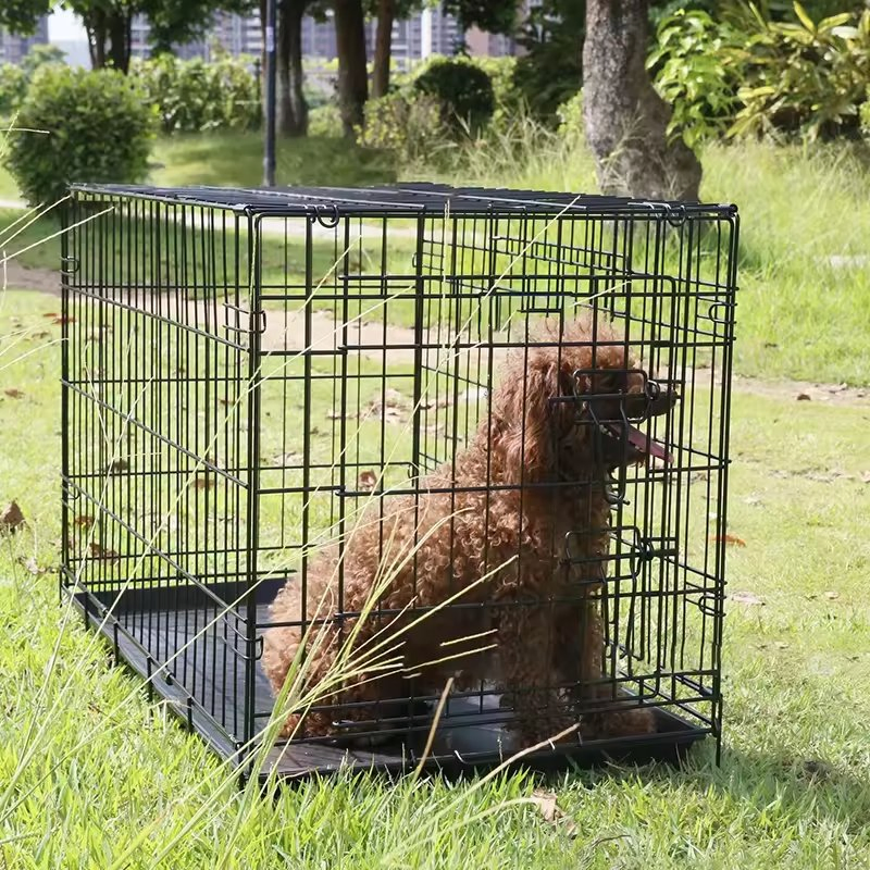 Gaiola multifuncional grossa para cães, canil para cães pequenos, cercado para cães, caixa para filhotes, com duas portas, empilhável e resistente em aço carbono