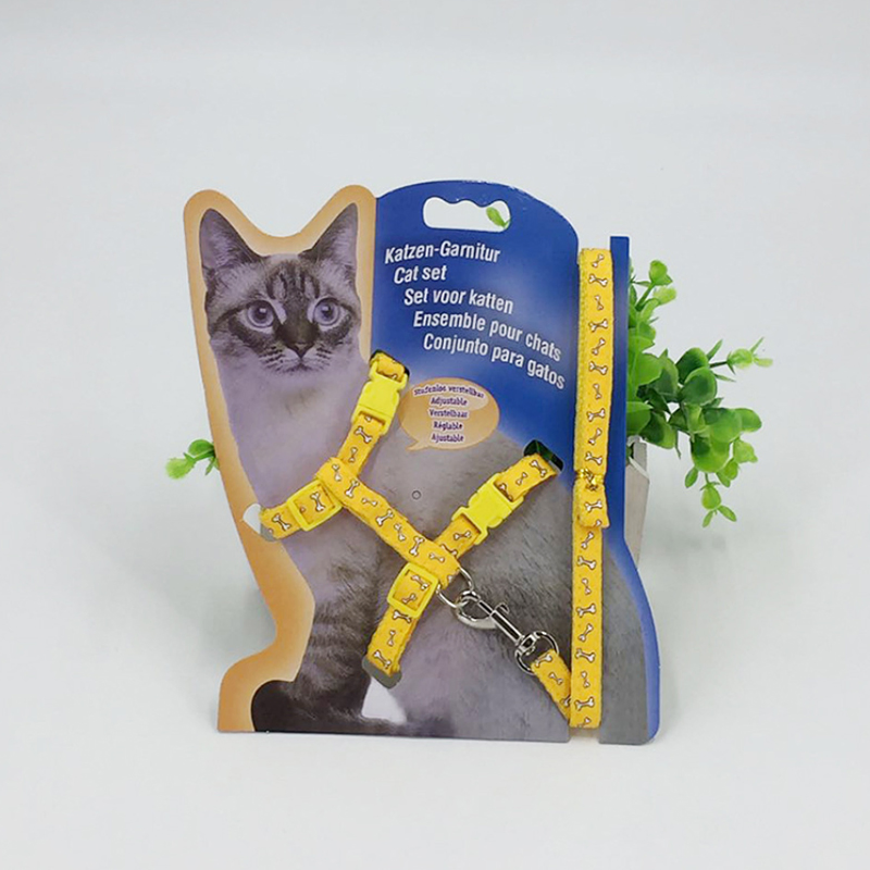 Coleira Ajustável Colorida para Gatos de Atacado Conjunto de Arnês e Guia de Nylon para Gatinhos Cozidos