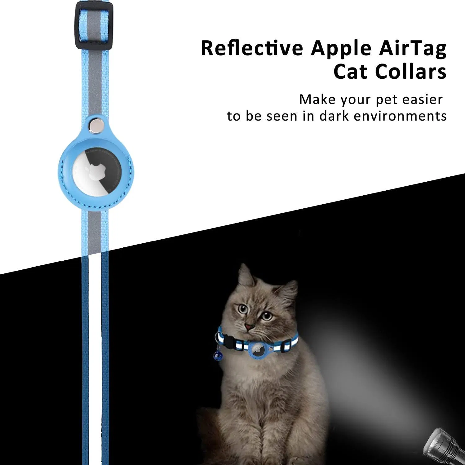 Coleiras para Gatos Personalizadas, Confortáveis, Ajustáveis em Nylon com Air Tag, Coleiras para Gatos com Leashes