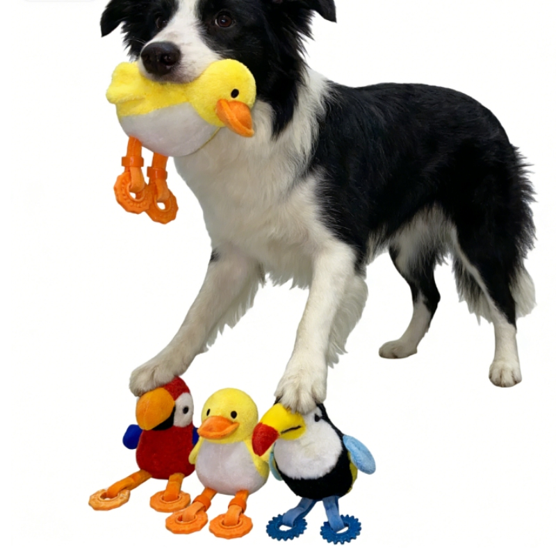 Brinquedo de Pelúcia para Cães em Forma de Pássaro, Projetado para Brincadeiras de Agitar e Saltar