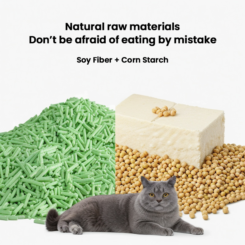 Acessório para Pet Areia de Gato Tofu com Aroma de Chá Verde Baixo Rastreamento para Limpeza Preço Bom Forma de Faixa Fundo Antiaderente OEM Tofu de Planta Pura 1.5mm/2.0mm