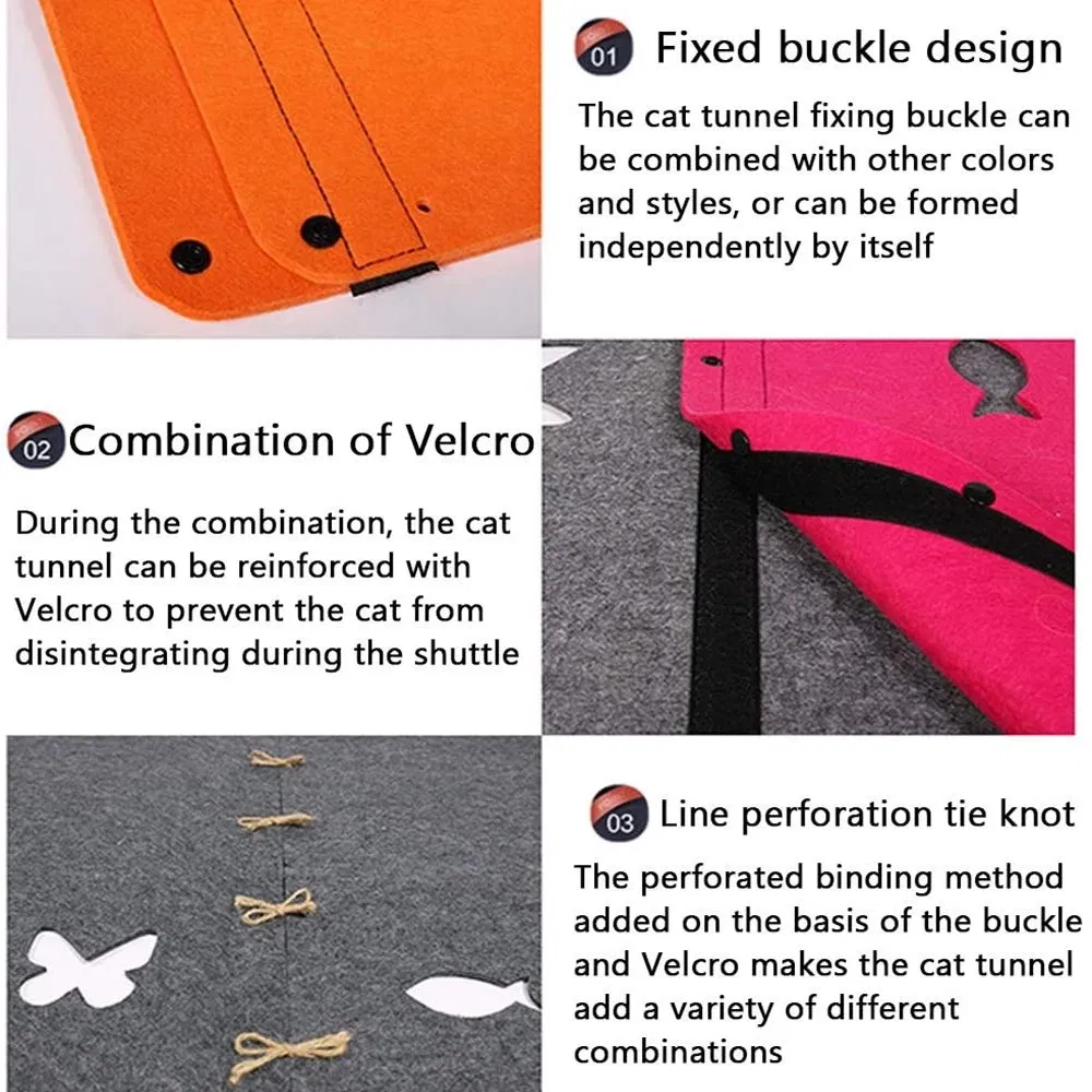 Kit de Túnel para Gato em Feltro, Tubo de Gato, Labirinto Dobrável, Tapete para Gatinhos, Brinquedo para Coelho, Combinação de Mini Casa para Gato, Acessórios para Animais de Estimação