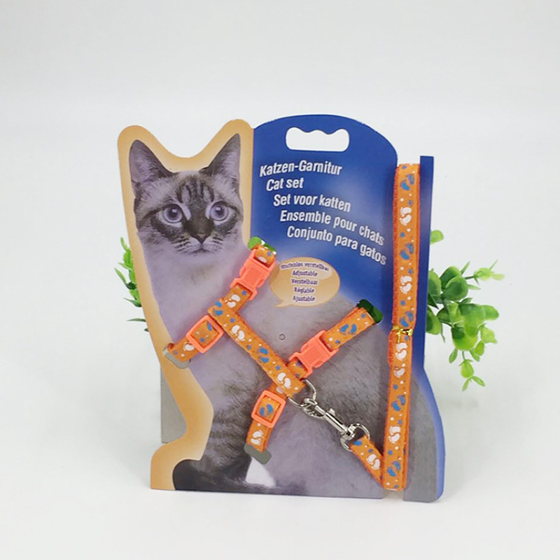 Coleira Ajustável Colorida para Gatos de Atacado Conjunto de Arnês e Guia de Nylon para Gatinhos Cozidos