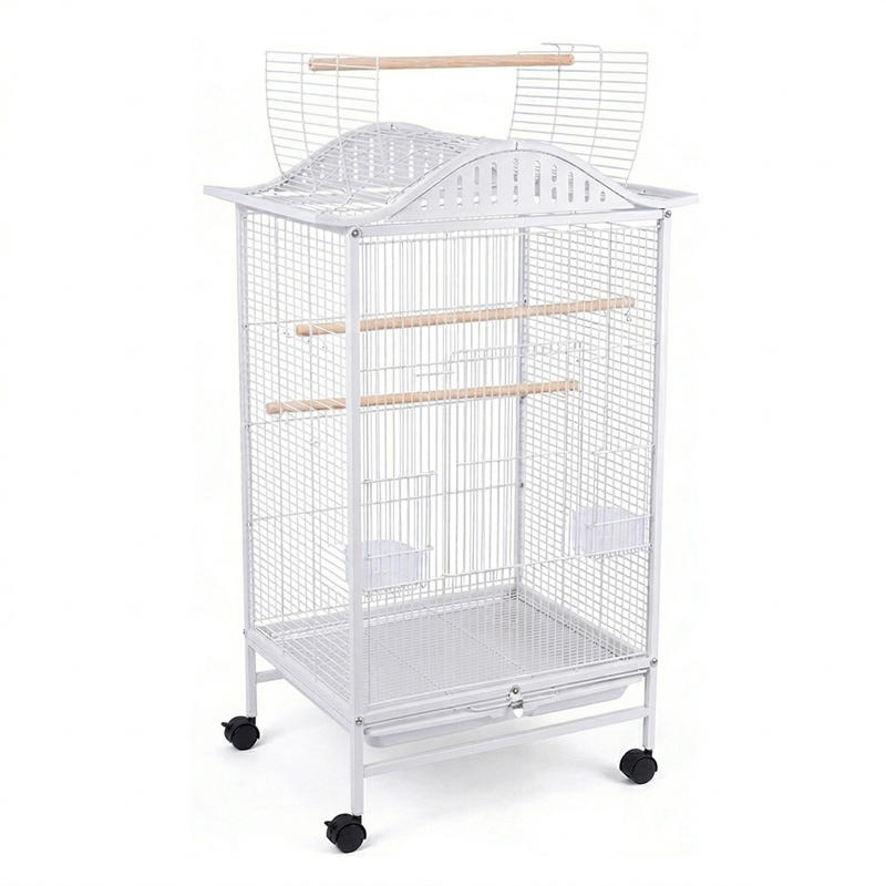Gaiola de Metal Grande para Papagaio com Topo Aberto e Suporte