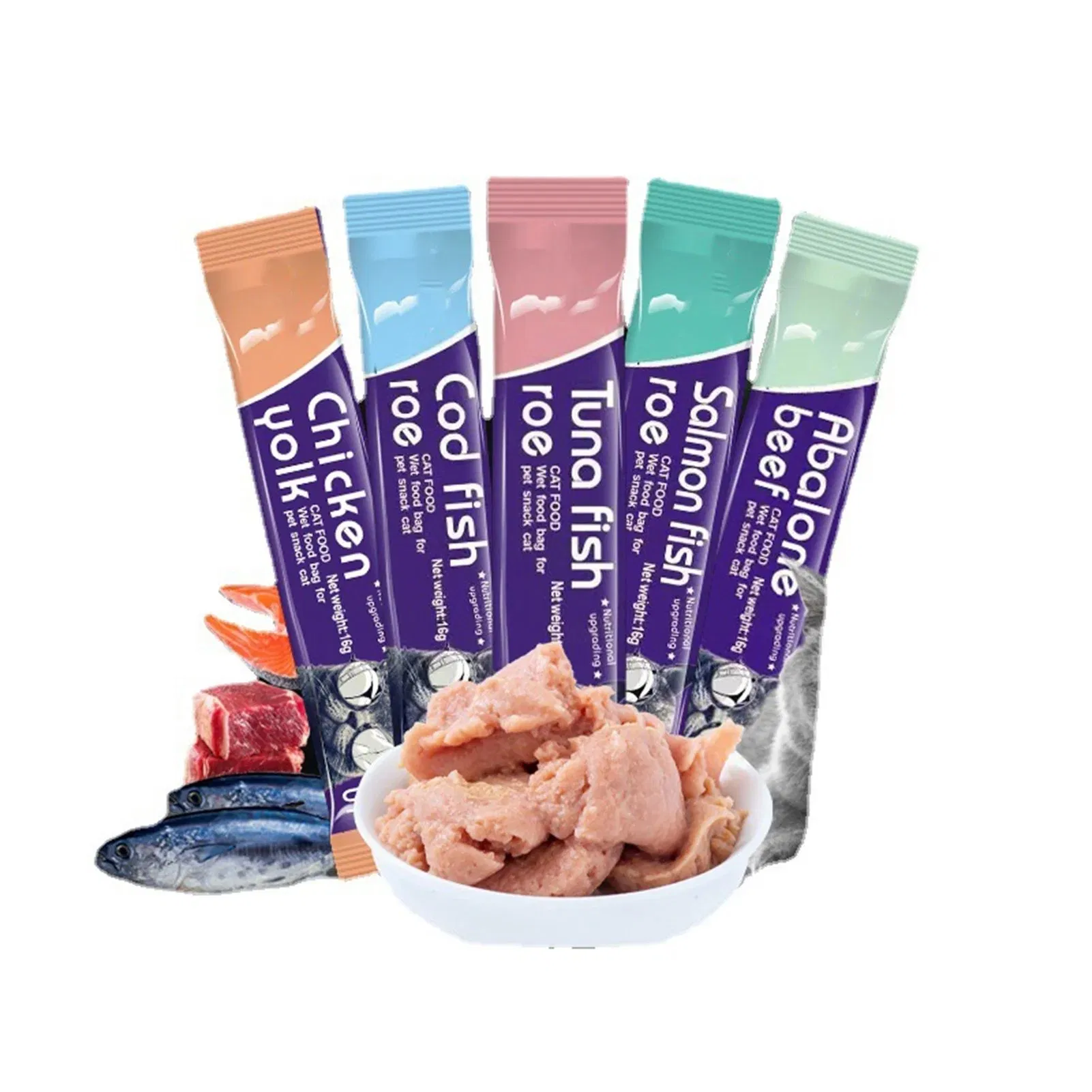 Petiscos cremosos para gatos ricos em nutrientes