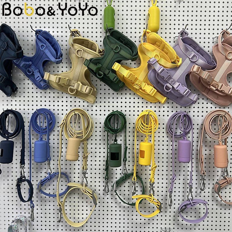 Conjunto de coleira, guia e arnês de luxo à prova d'água para cães e gatos com design personalizado