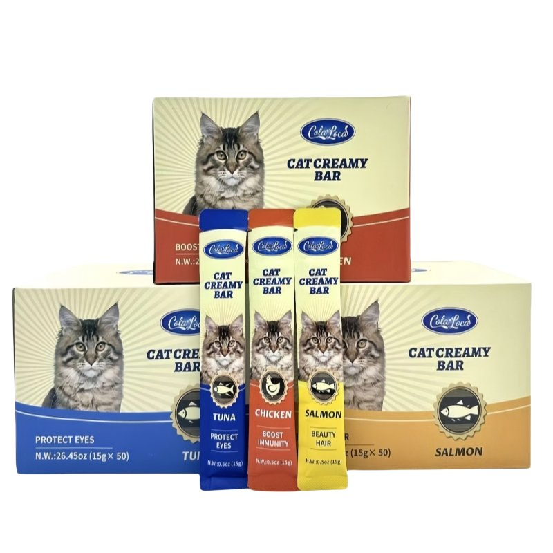 Petiscos cremosos para gatos ricos em nutrientes