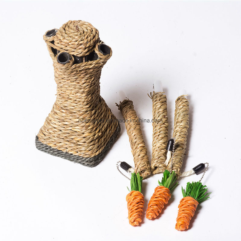 Postes de Arranhar de Sisal em Forma de Garfo Vertical para Gatos/Gatinhos com 3 Brinquedo em Forma de Cenoura, Estrutura de Escalada para Animais de Estimação Esg12423