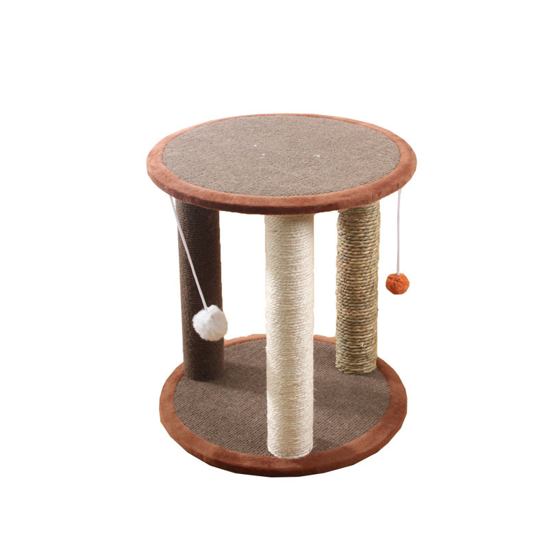16 Poste de Arranhar para Gatos com Cordão de Algas Marinhas em Polegadas, Árvore para Gatos de Múltiplos Níveis, Perch para Brincar e Descansar, Atividade com Bola Pendurada