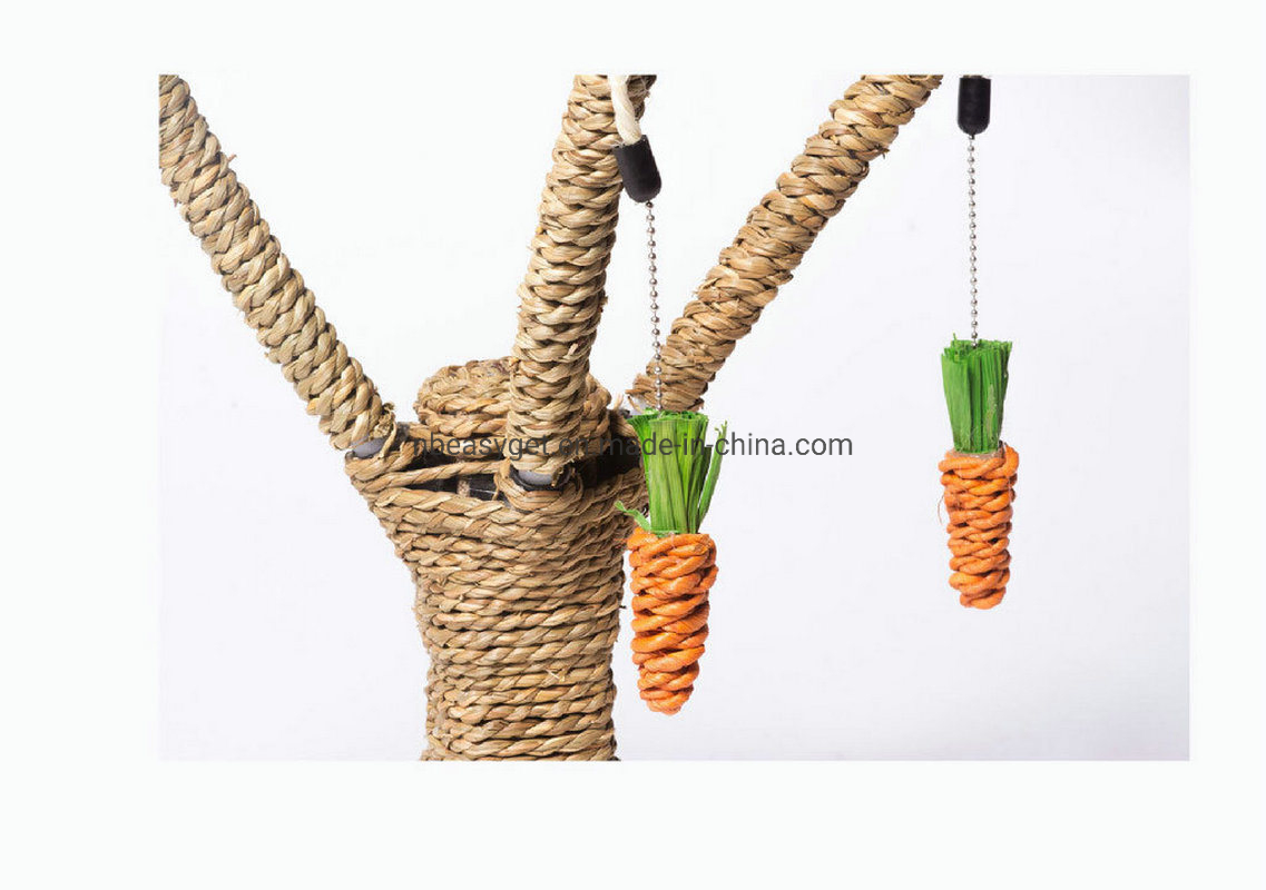 Postes de Arranhar de Sisal em Forma de Garfo Vertical para Gatos/Gatinhos com 3 Brinquedo em Forma de Cenoura, Estrutura de Escalada para Animais de Estimação Esg12423
