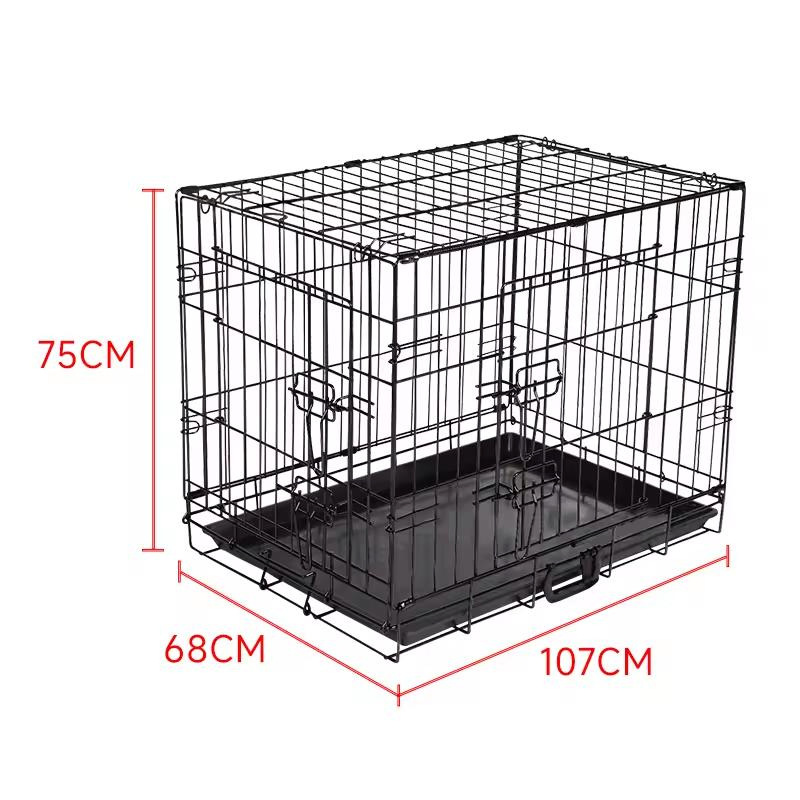 Gaiola multifuncional grossa para cães, canil para cães pequenos, cercado para cães, caixa para filhotes, com duas portas, empilhável e resistente em aço carbono