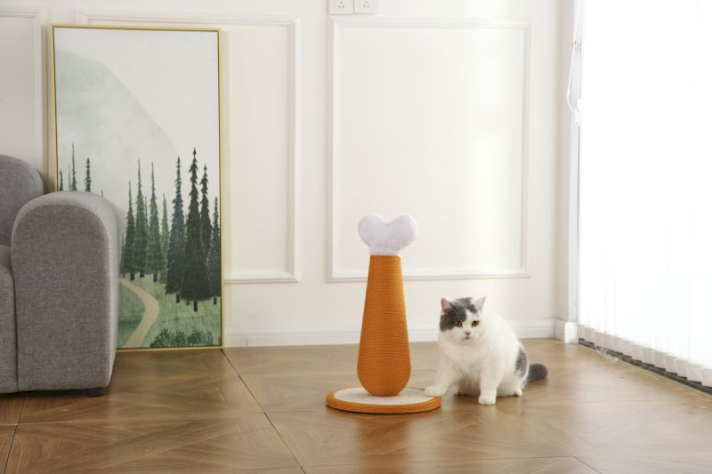 Poste de Arranhar para Gato em Forma de Perna de Frango com Corda de Juta Tingida Durável